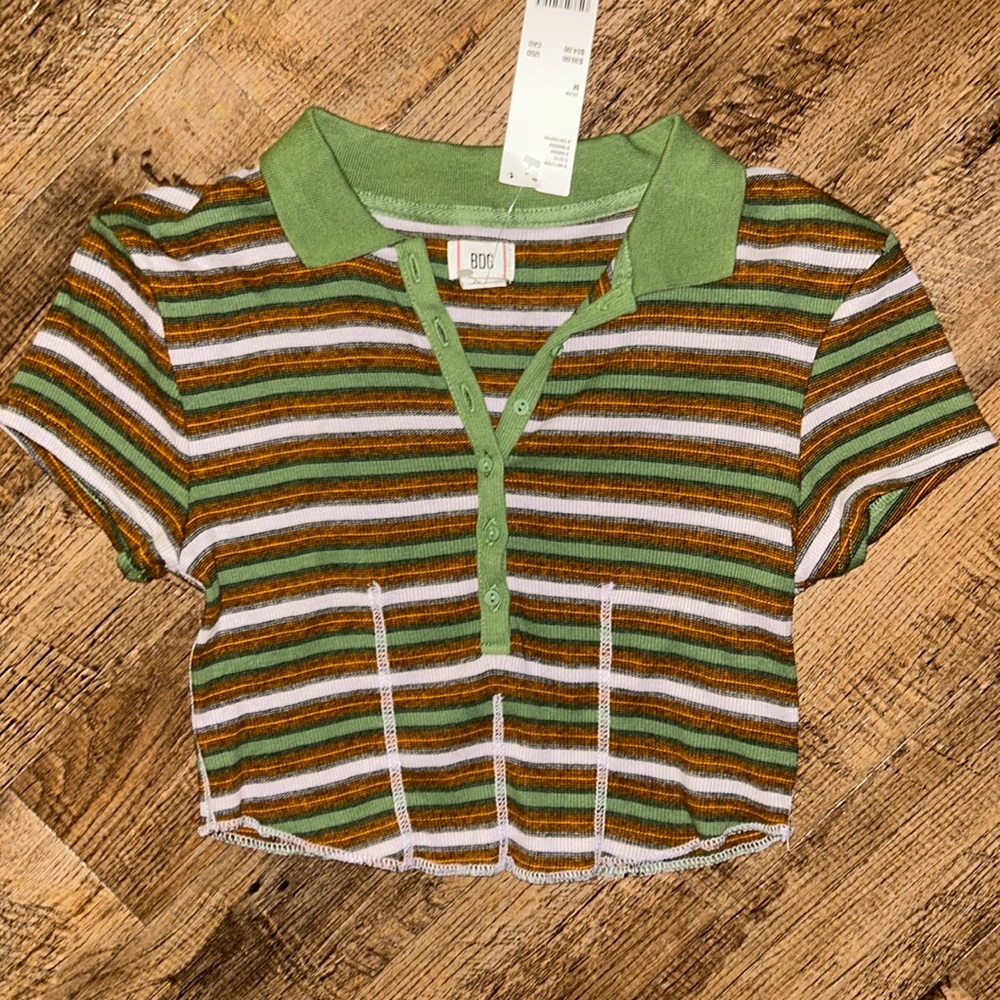 NWT BDG Striped Fitted Cropped Tee